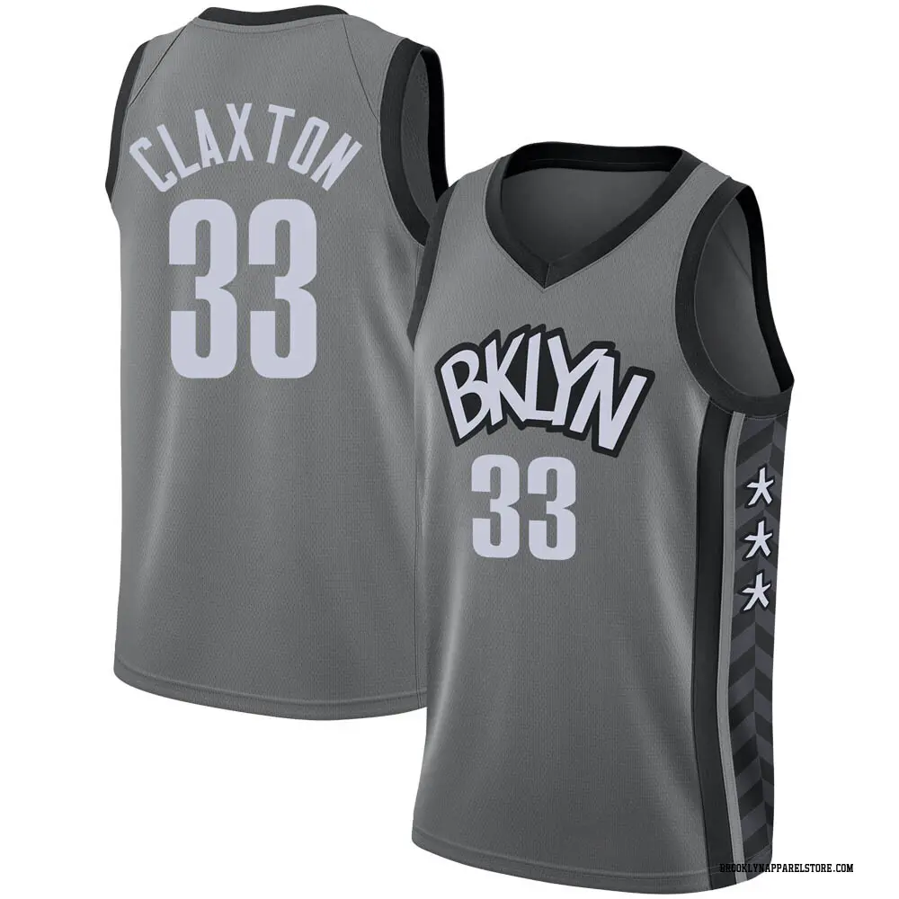 Brooklyn Nets Youth Nic Claxton Gray Swingman 2020/21 Jersey - Statement Edition